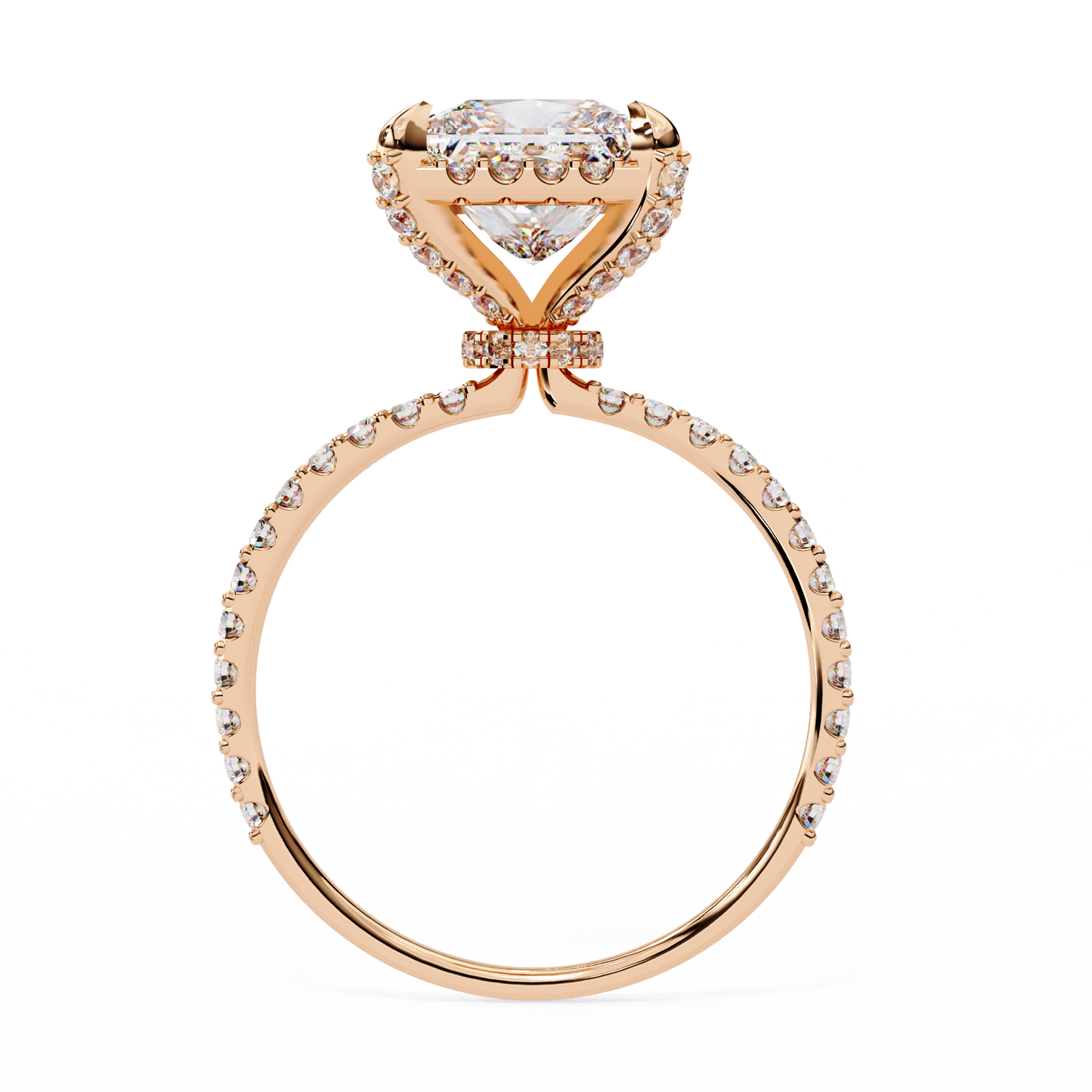 Princess and Round Diamond Halo Solitaire Ring
