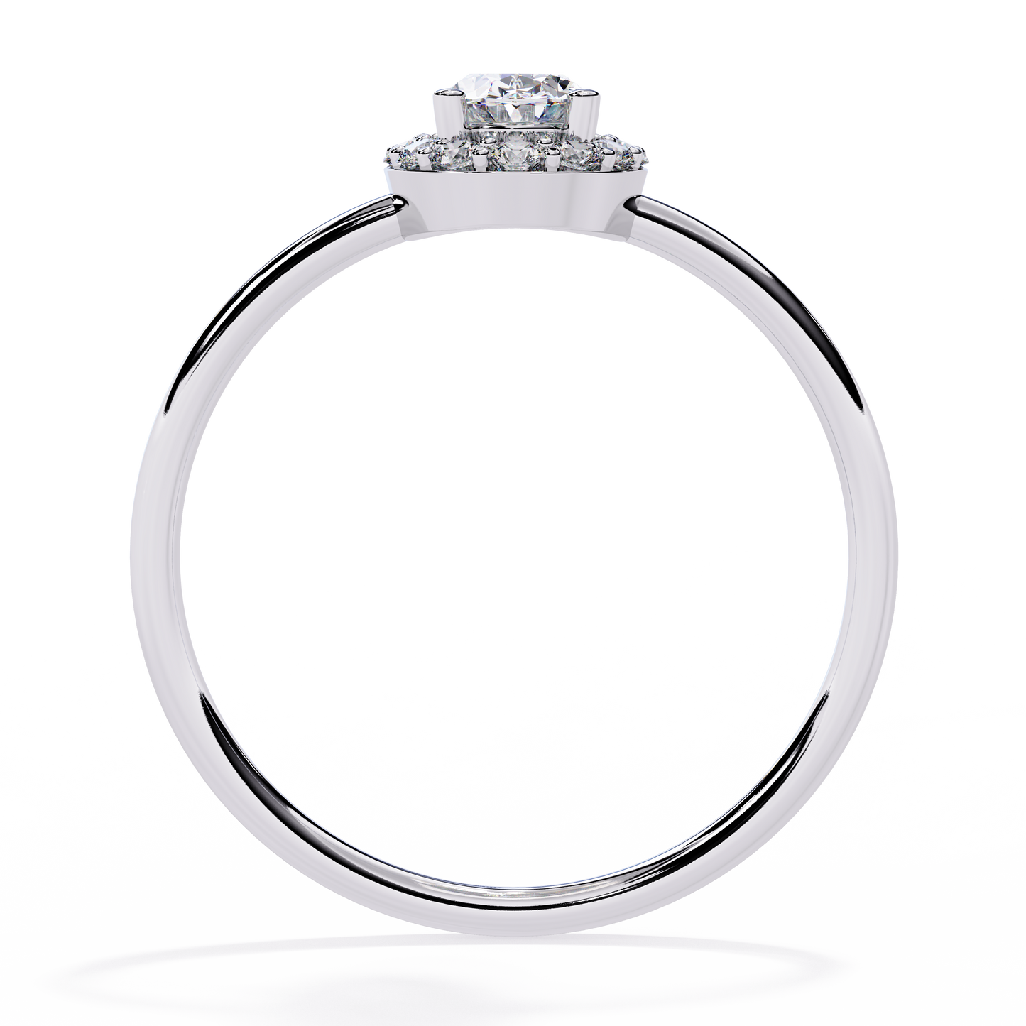 Oval and Round Cut Diamond Halo Solitaire Ring