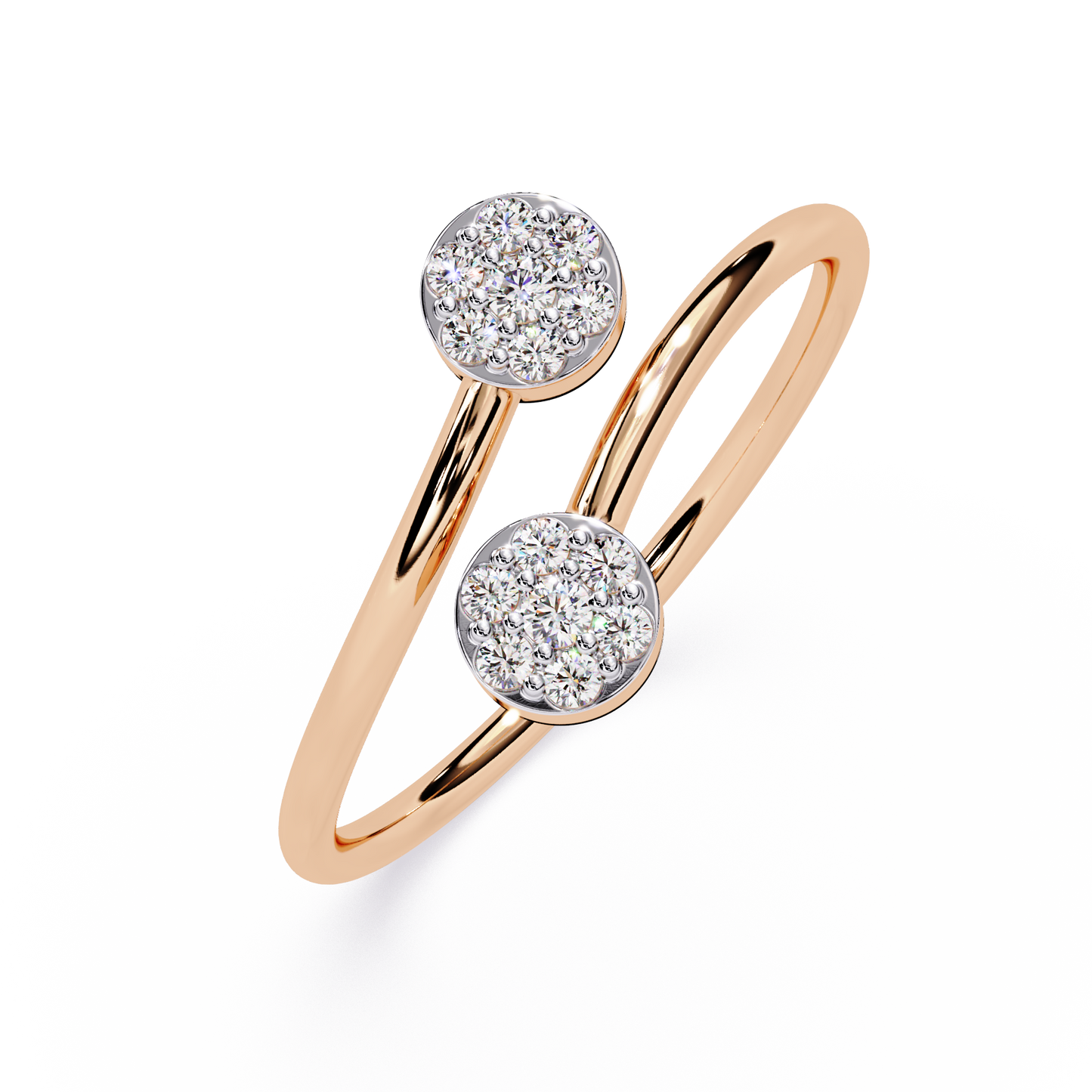 14K White Gold Toi Et Moi Round Cut Diamond Ring