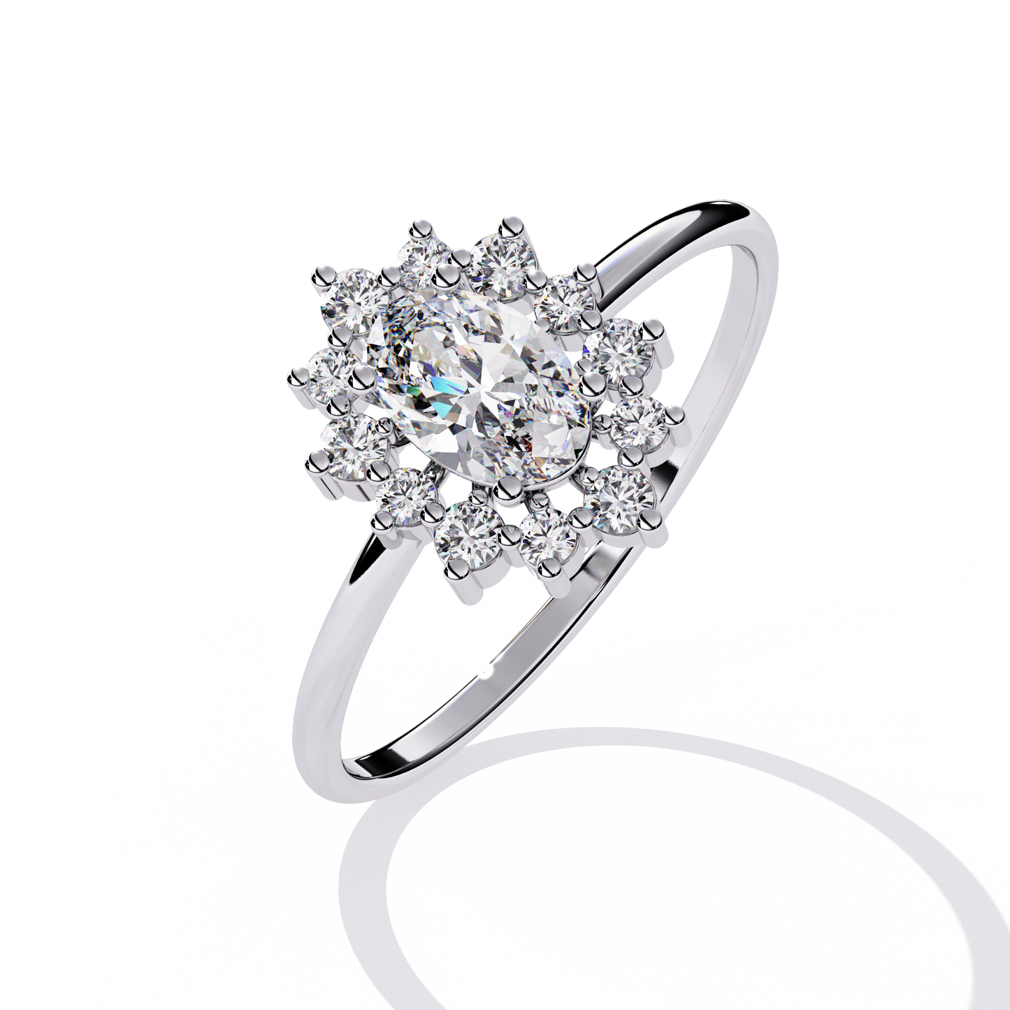 Oval Cut halo Lab Diamond Engagement Ring With Solid Gold