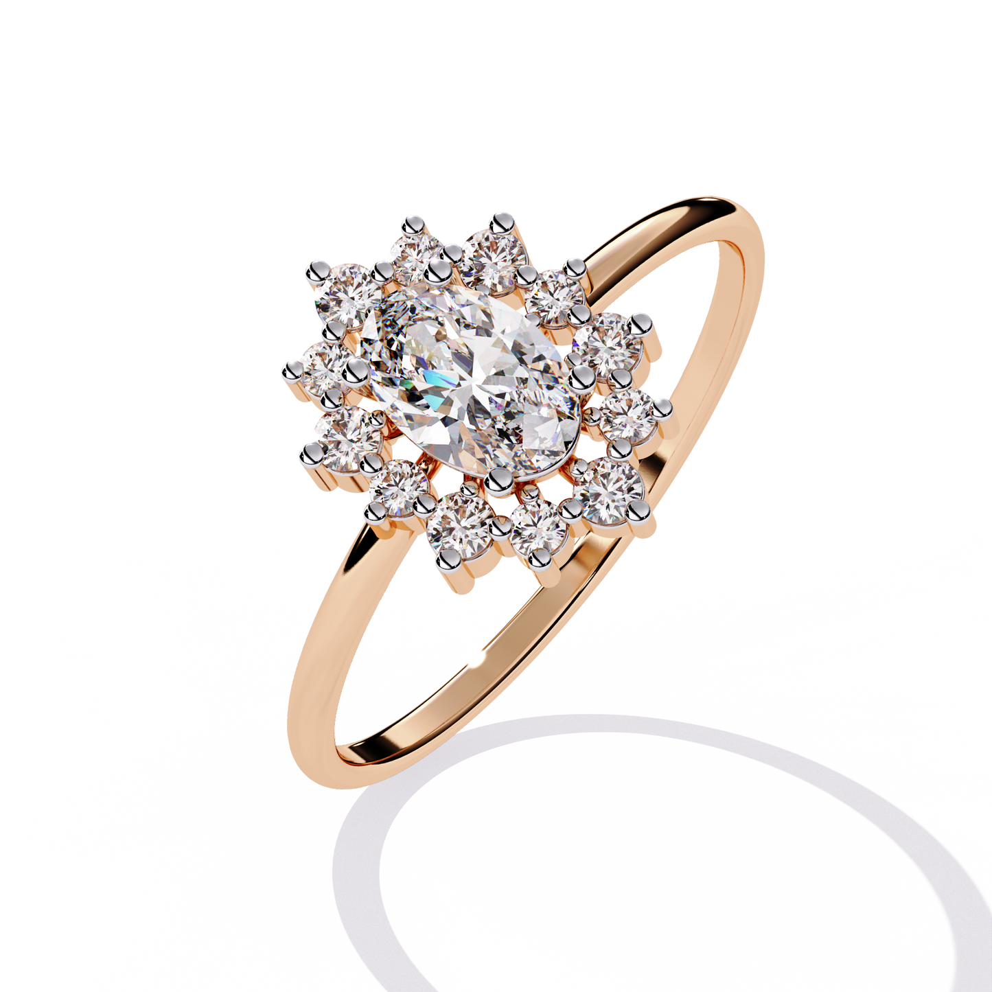 Oval Cut halo Lab Diamond Engagement Ring With Solid Gold