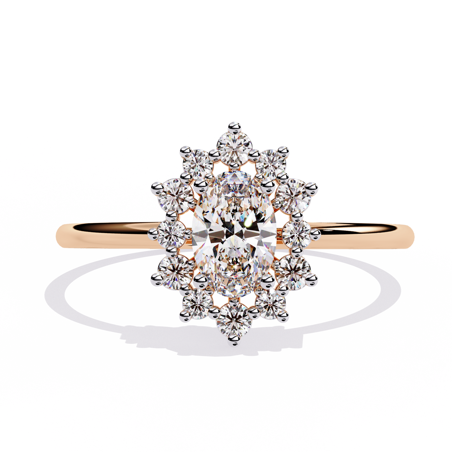 Oval Cut halo Lab Diamond Engagement Ring With Solid Gold