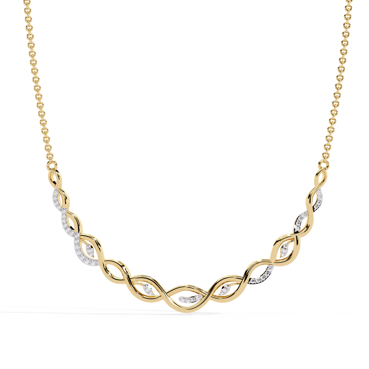 Round Cut Lab Diamond Necklace in 14K White Gold