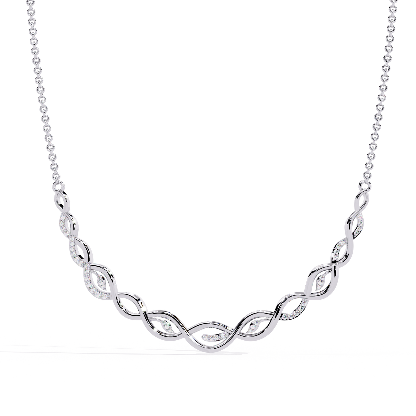 Round Cut Lab Diamond Necklace in 14K White Gold