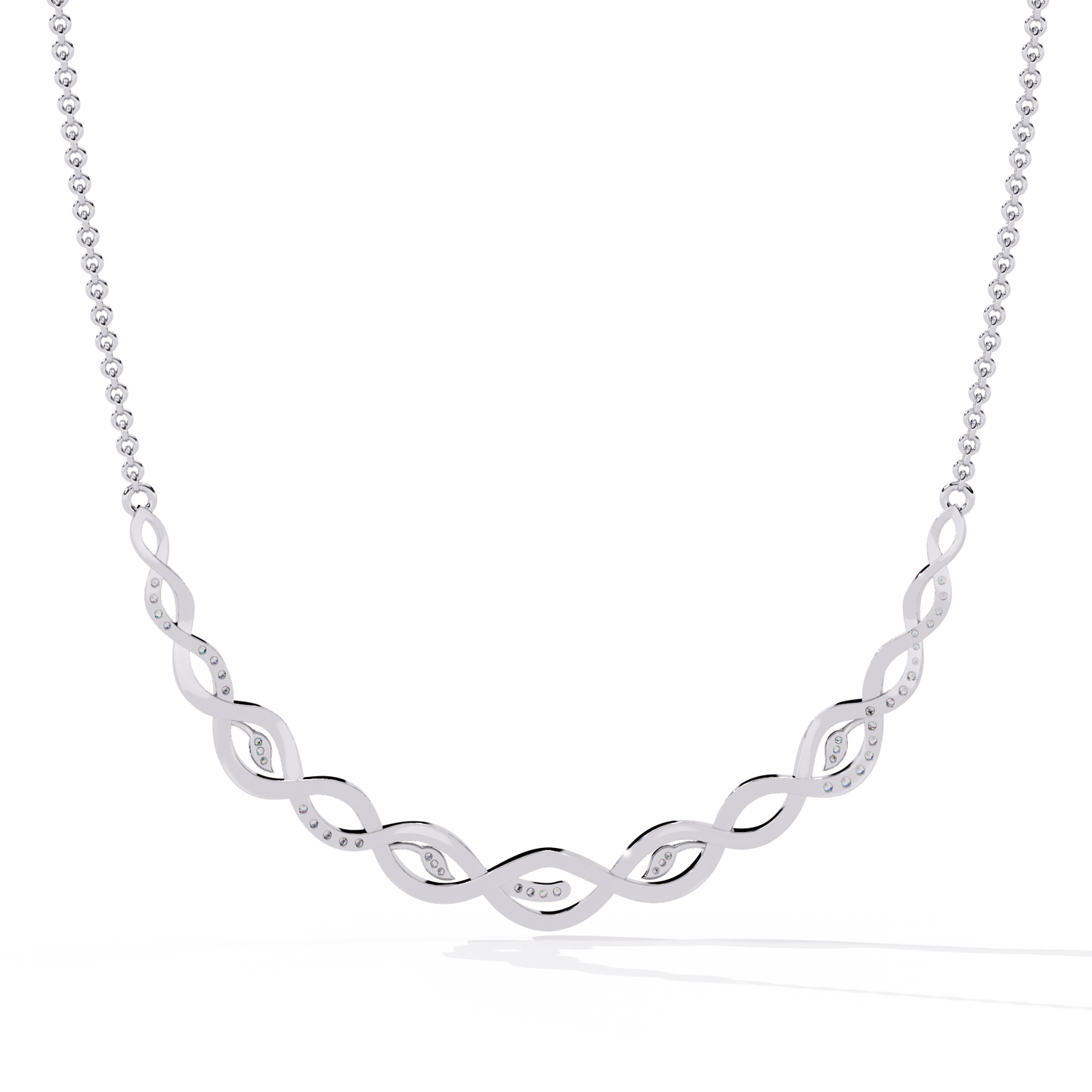 Round Cut Lab Diamond Necklace in 14K White Gold