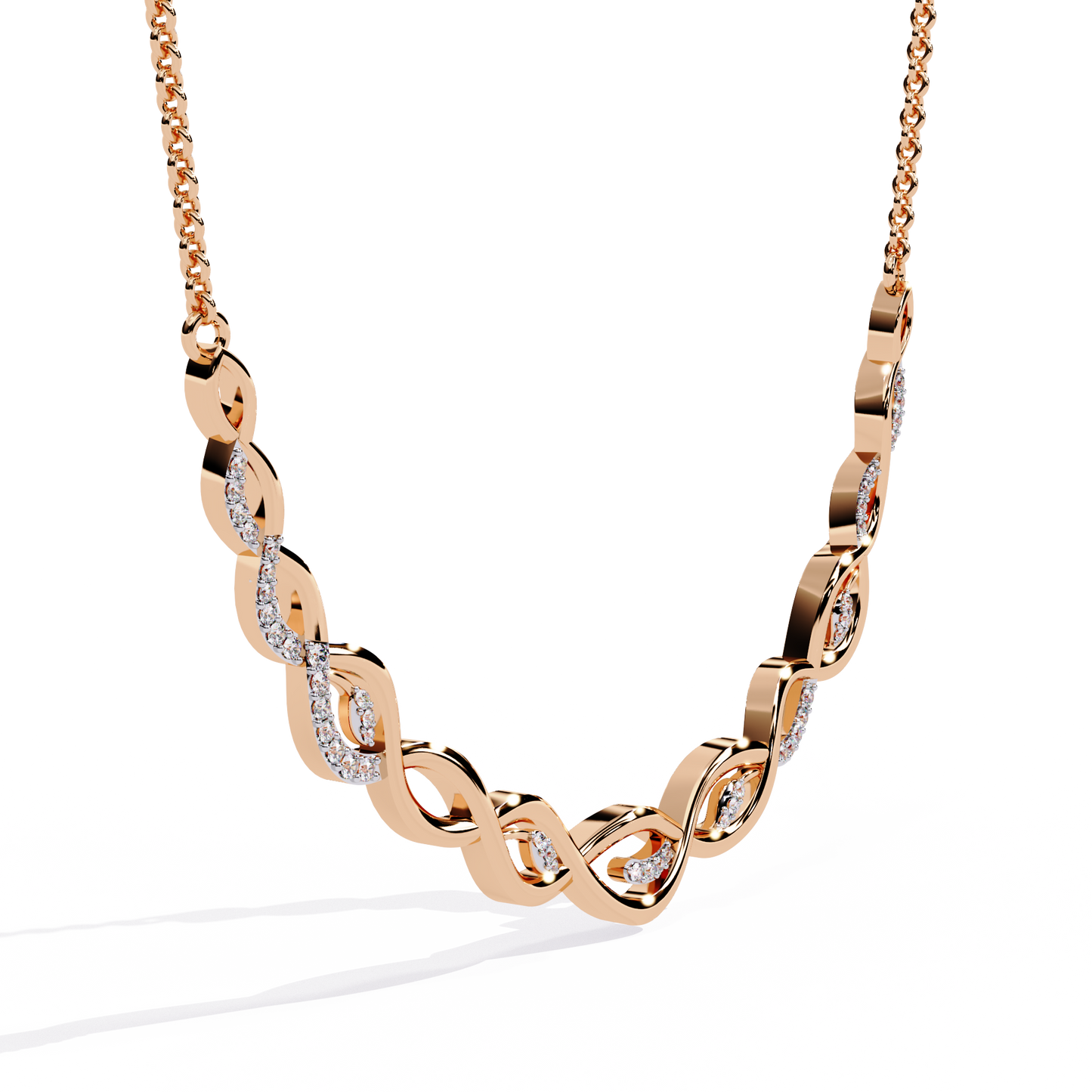 Round Cut Lab Diamond Necklace in 14K White Gold