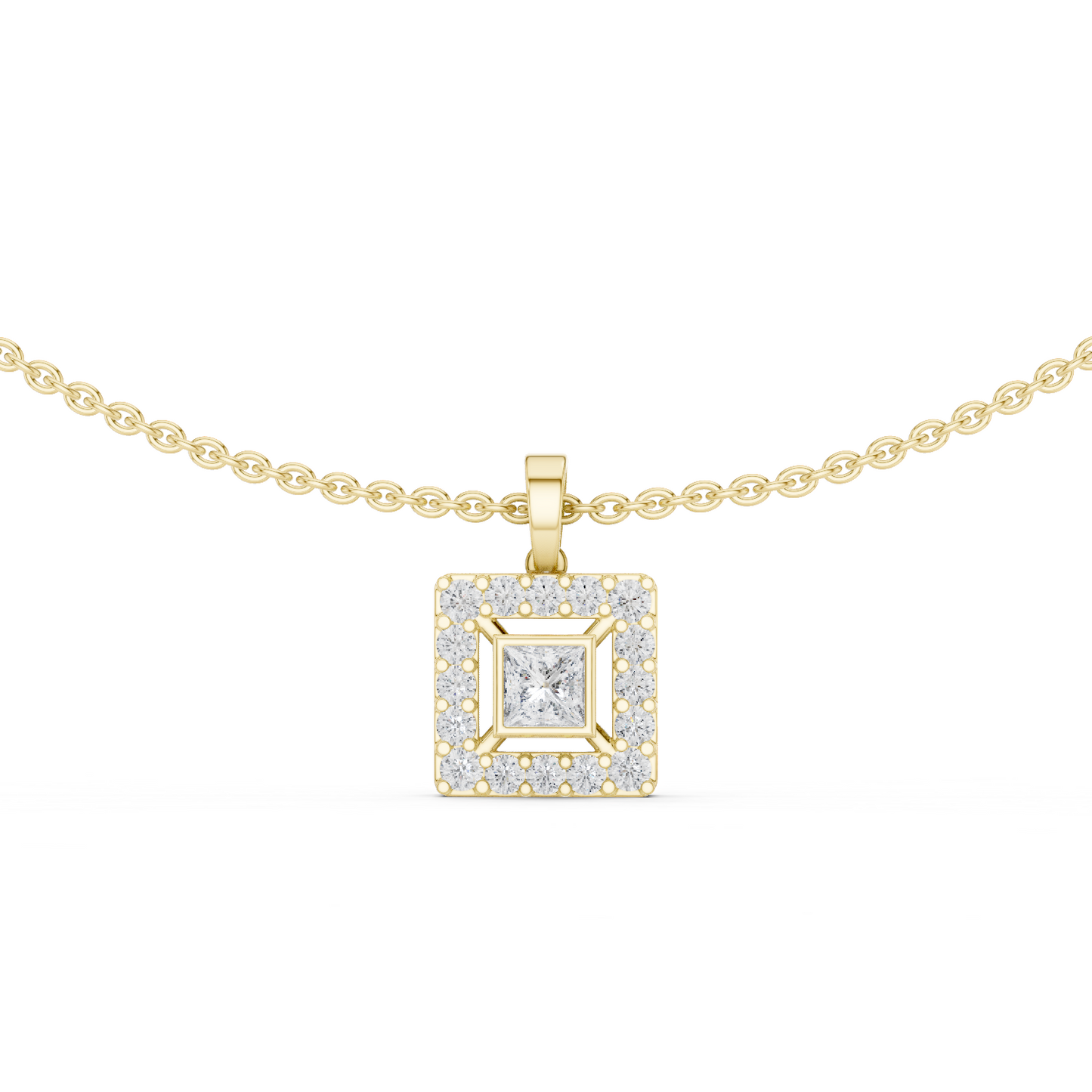 Princess Cut Lab Diamond Halo Pendant