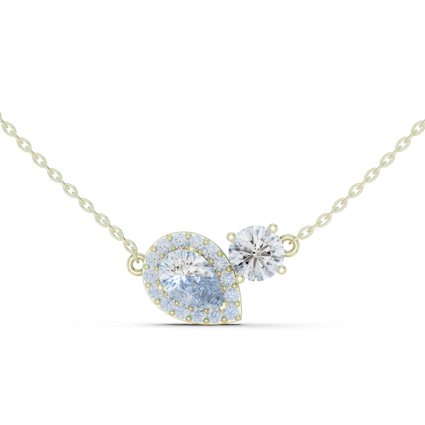 Dual Stone Lab Diamond Pendant With Halo Setting