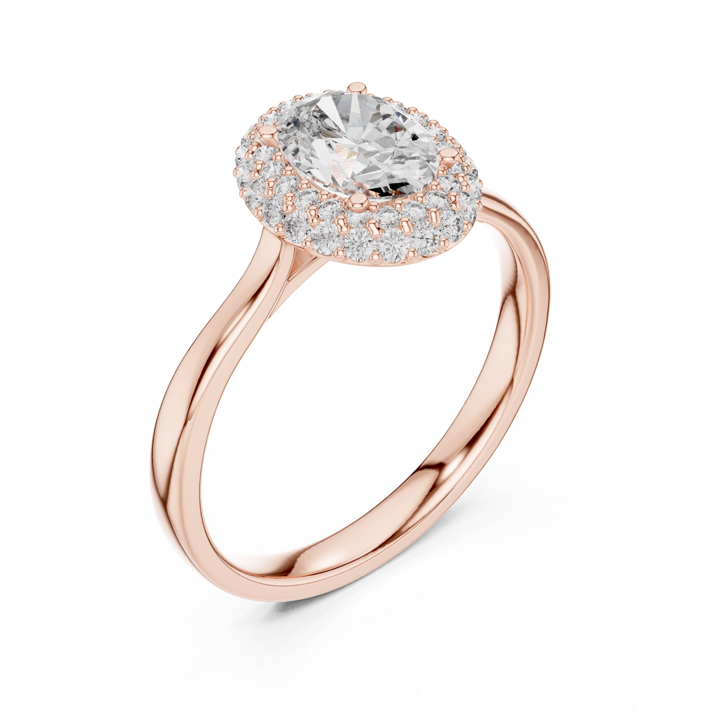 Oval Cut Lab Diamond Double Halo Engagement Ring