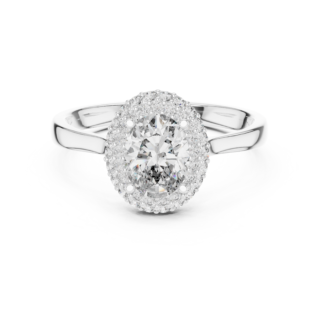 Oval Cut Lab Diamond Double Halo Engagement Ring