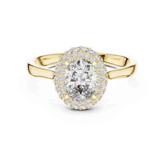 Oval Cut Lab Diamond Double Halo Engagement Ring