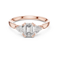 Emerald And Trillion Cut Three stone Ring