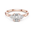 Emerald And Trillion Cut Three stone Ring