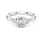 Emerald And Trillion Cut Three stone Ring