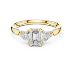 Emerald And Trillion Cut Three stone Ring