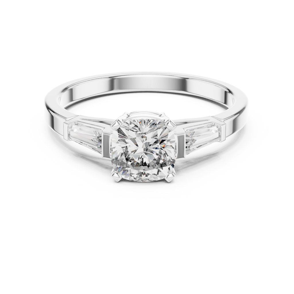 Cushion Cut Diamond Three Stone Engagement Ring