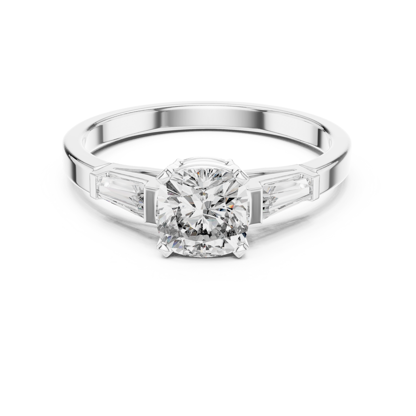 Cushion Cut Diamond Three Stone Engagement Ring