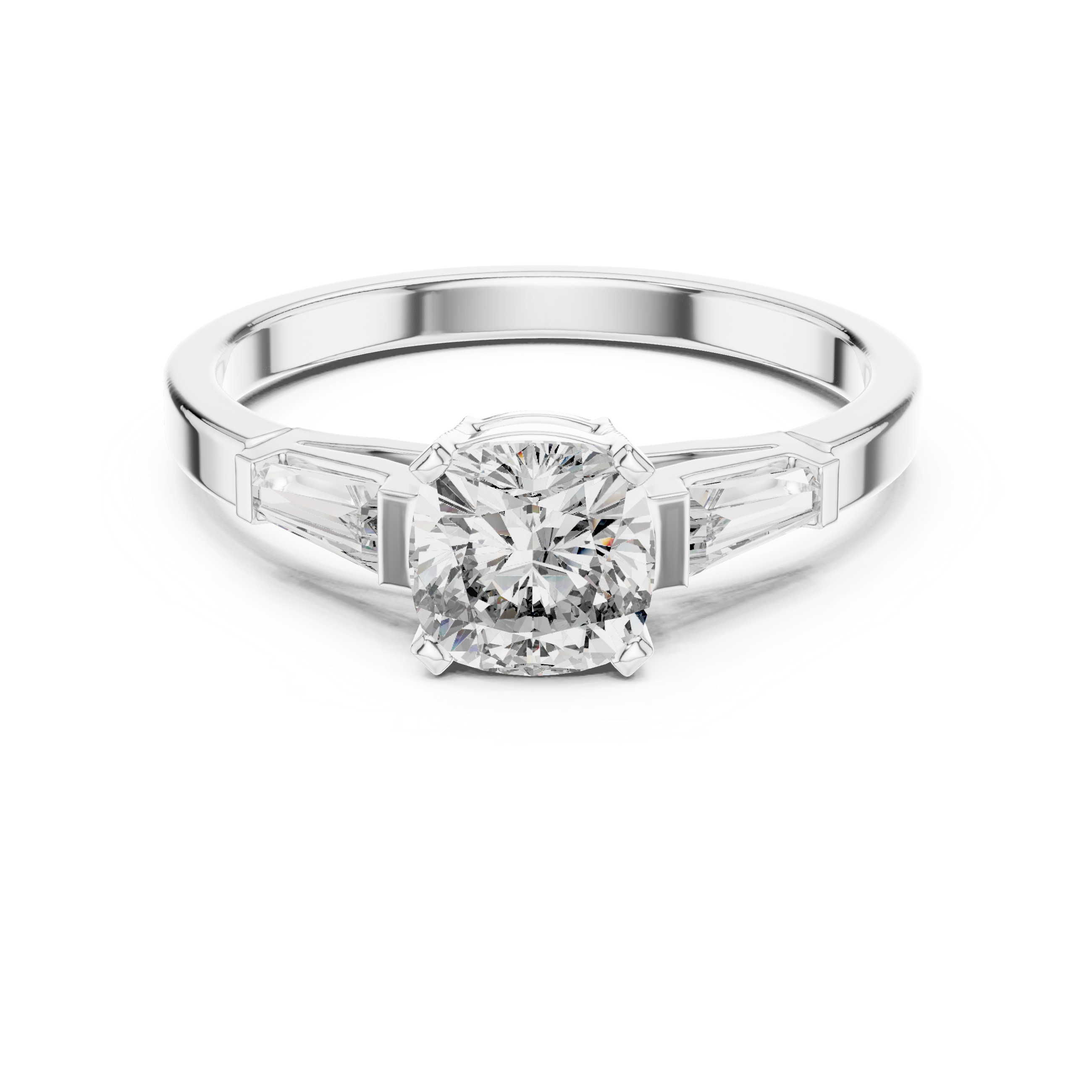 Cushion Cut Diamond Three Stone Engagement Ring