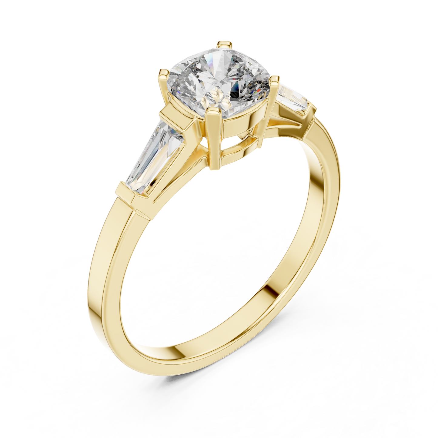Cushion Cut Diamond Three Stone Engagement Ring
