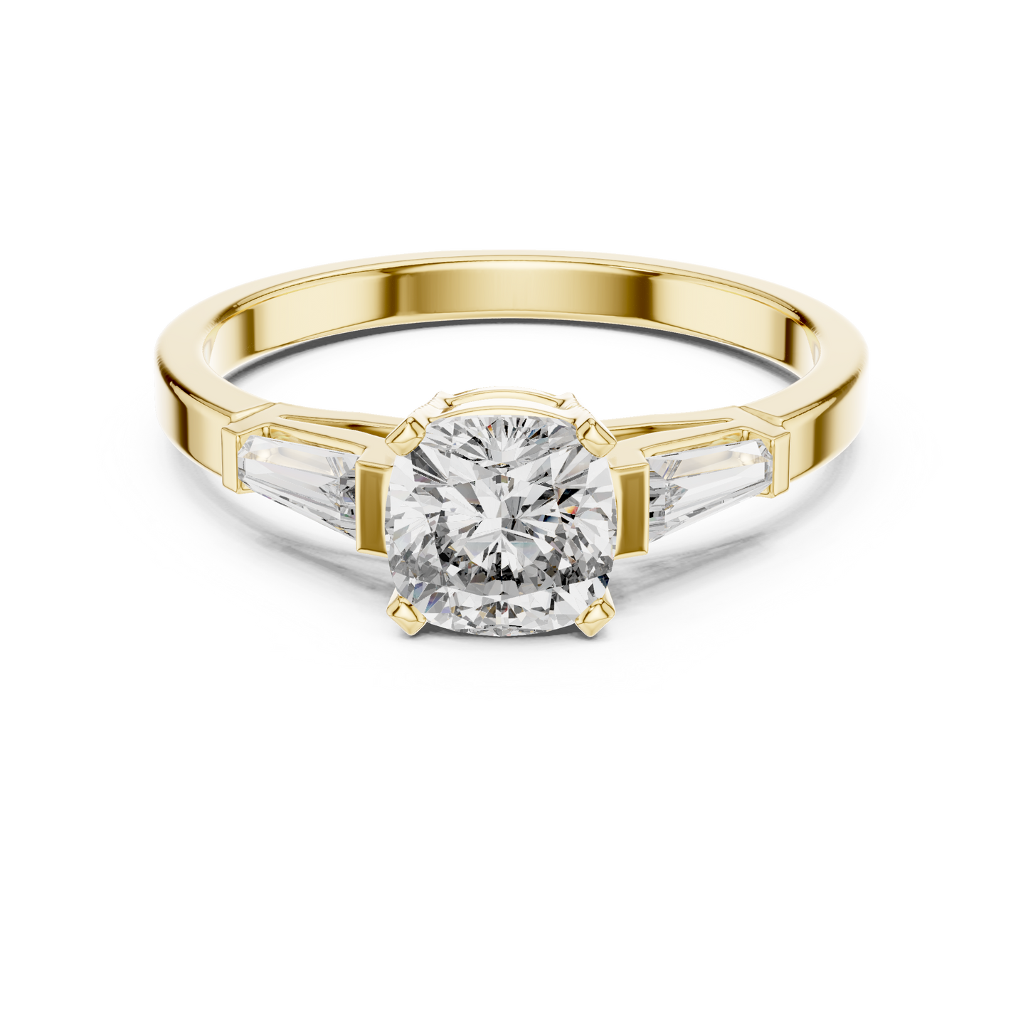 Cushion Cut Diamond Three Stone Engagement Ring