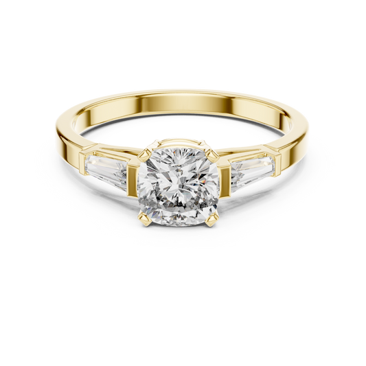 Cushion Cut Diamond Three Stone Engagement Ring