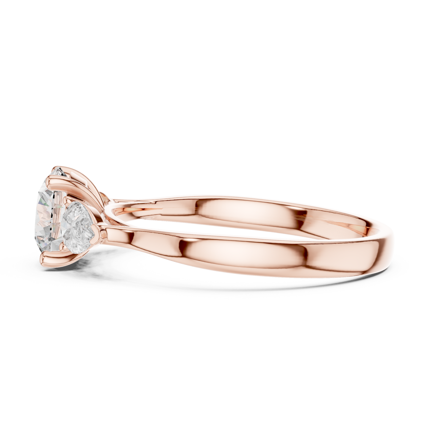 Round and Pear Diamond Three Stone Ring