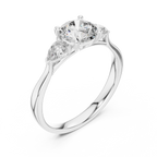 Round and Pear Diamond Three Stone Ring