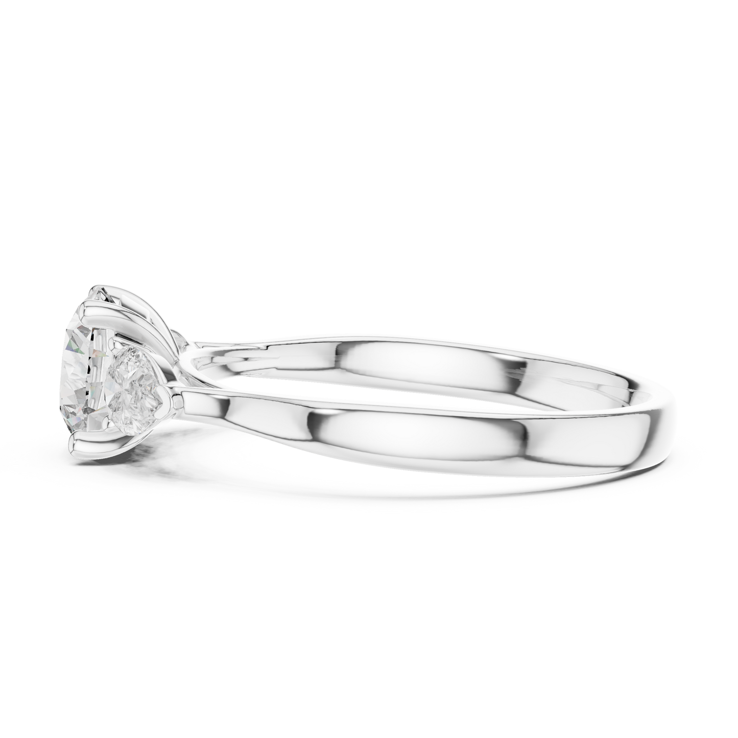 Round and Pear Diamond Three Stone Ring