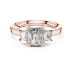 1 Carat Radiant Lab Diamond Three Stone Ring