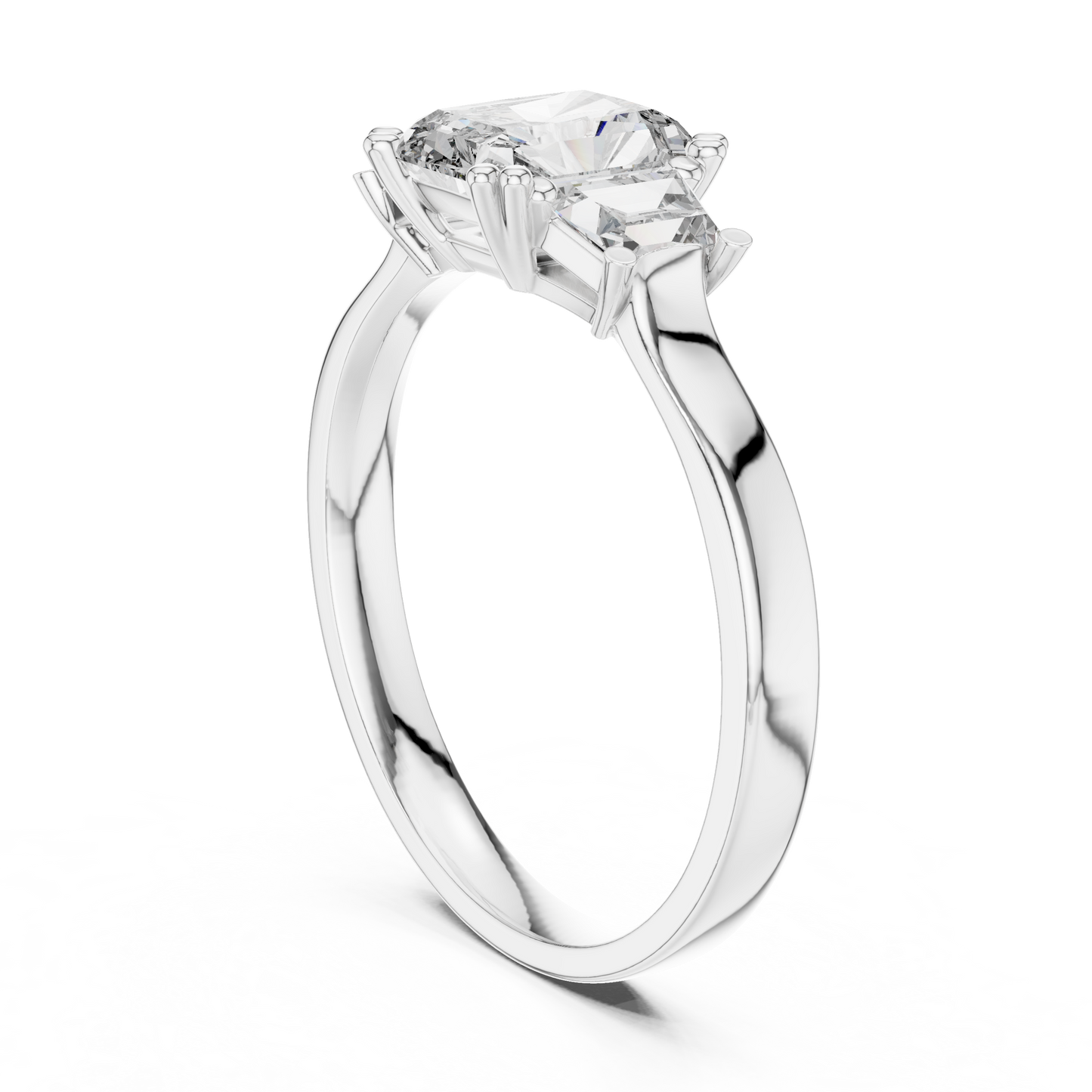 1 Carat Radiant Lab Diamond Three Stone Ring