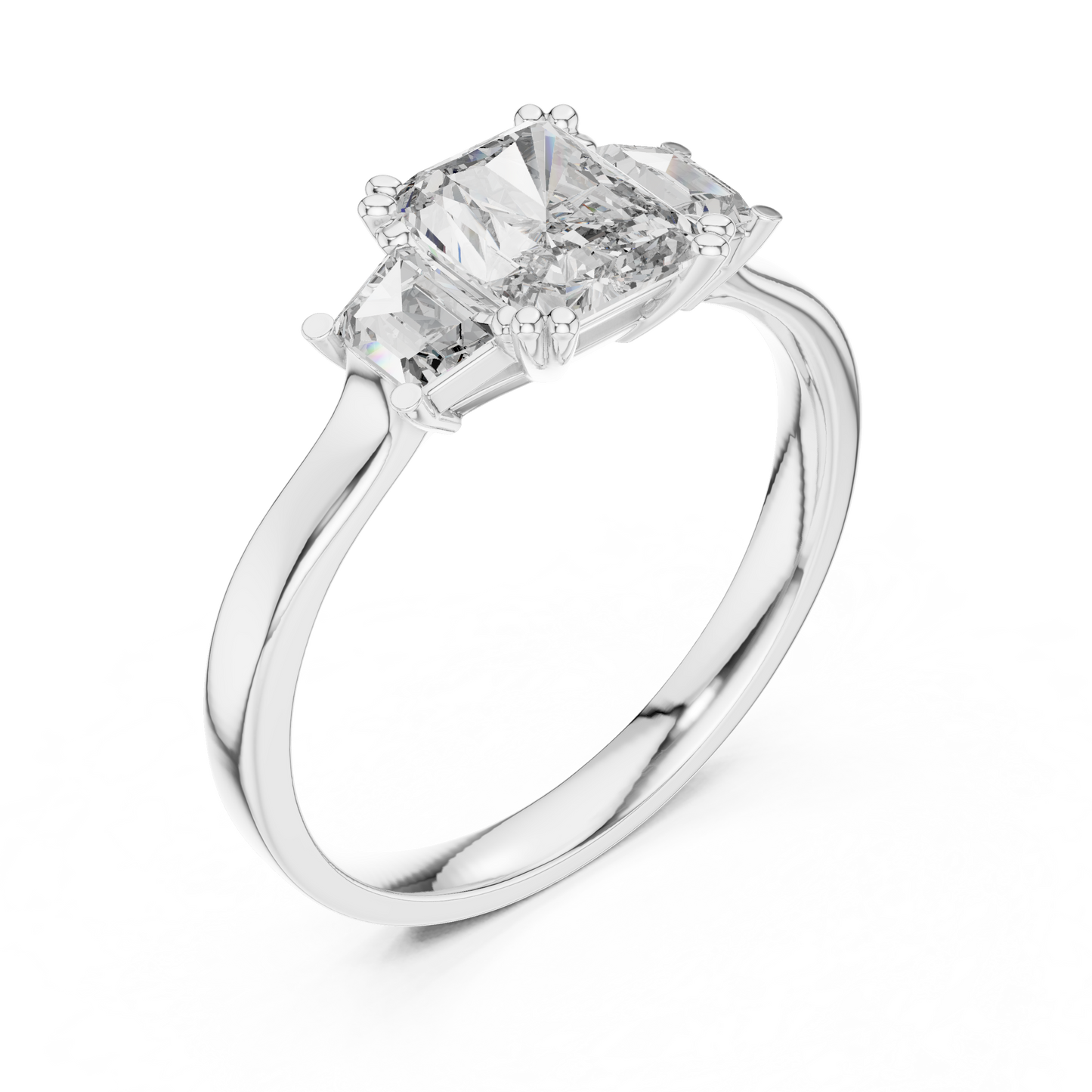 1 Carat Radiant Lab Diamond Three Stone Ring