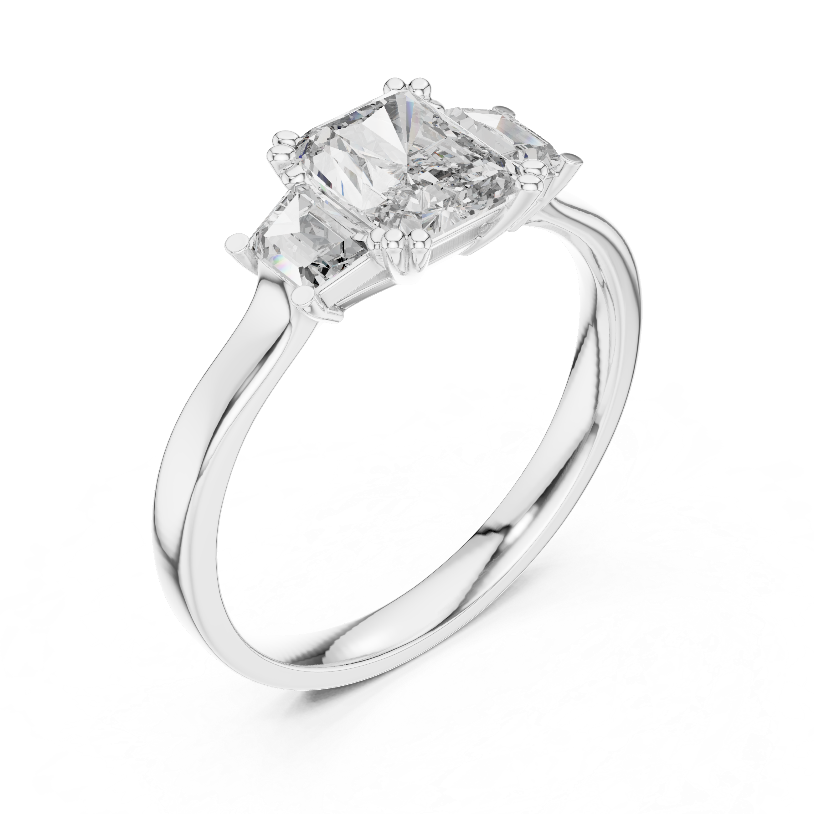 1 Carat Radiant Lab Diamond Three Stone Ring