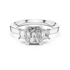 1 Carat Radiant Lab Diamond Three Stone Ring