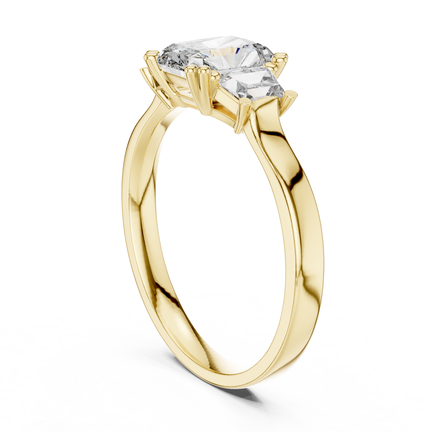 1 Carat Radiant Lab Diamond Three Stone Ring