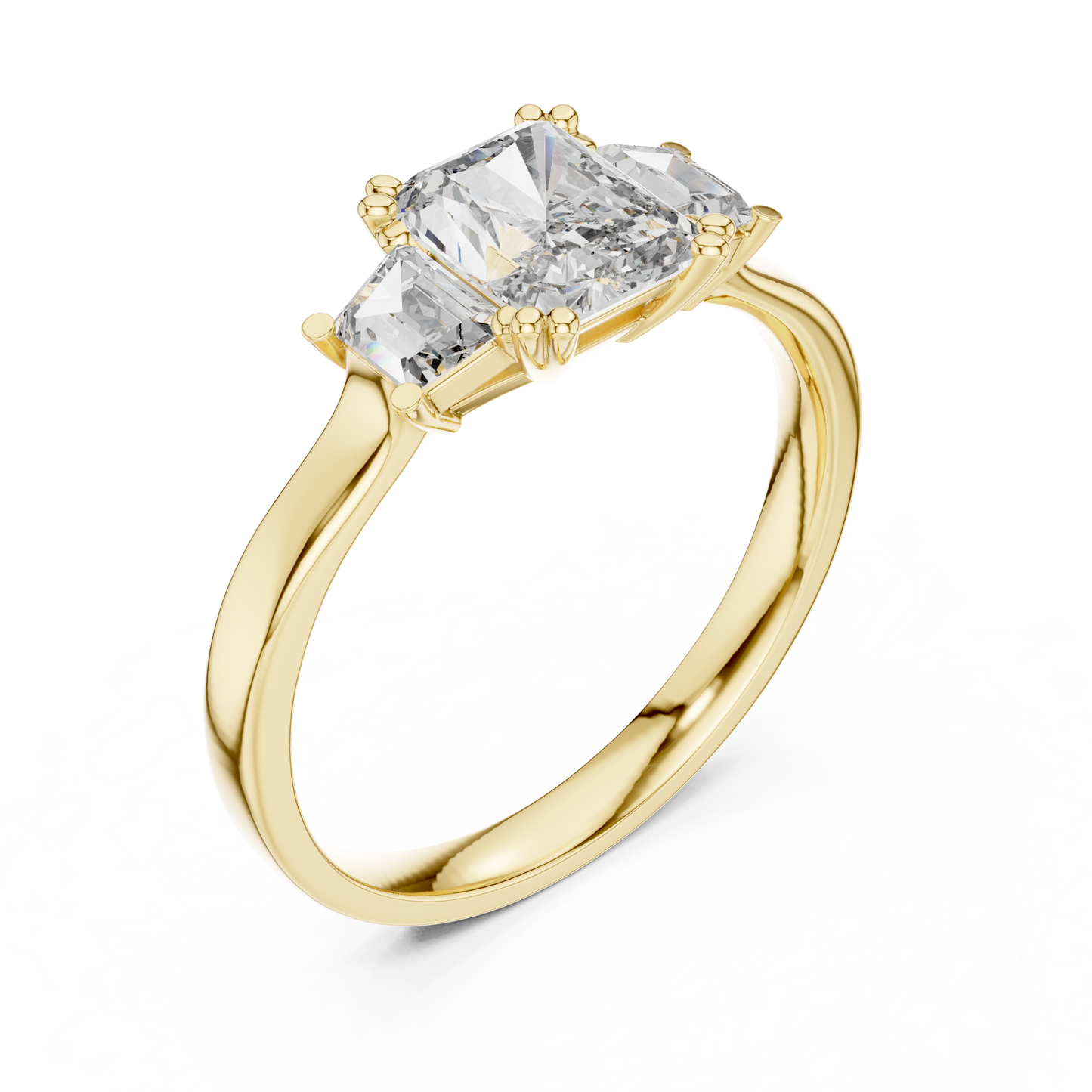 1 Carat Radiant Lab Diamond Three Stone Ring