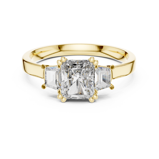 1 Carat Radiant Lab Diamond Three Stone Ring