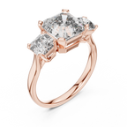 Square Emerald Cut Three Stone Engagement Ring