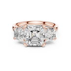 Square Emerald Cut Three Stone Engagement Ring