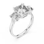 Square Emerald Cut Three Stone Engagement Ring
