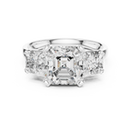 Square Emerald Cut Three Stone Engagement Ring
