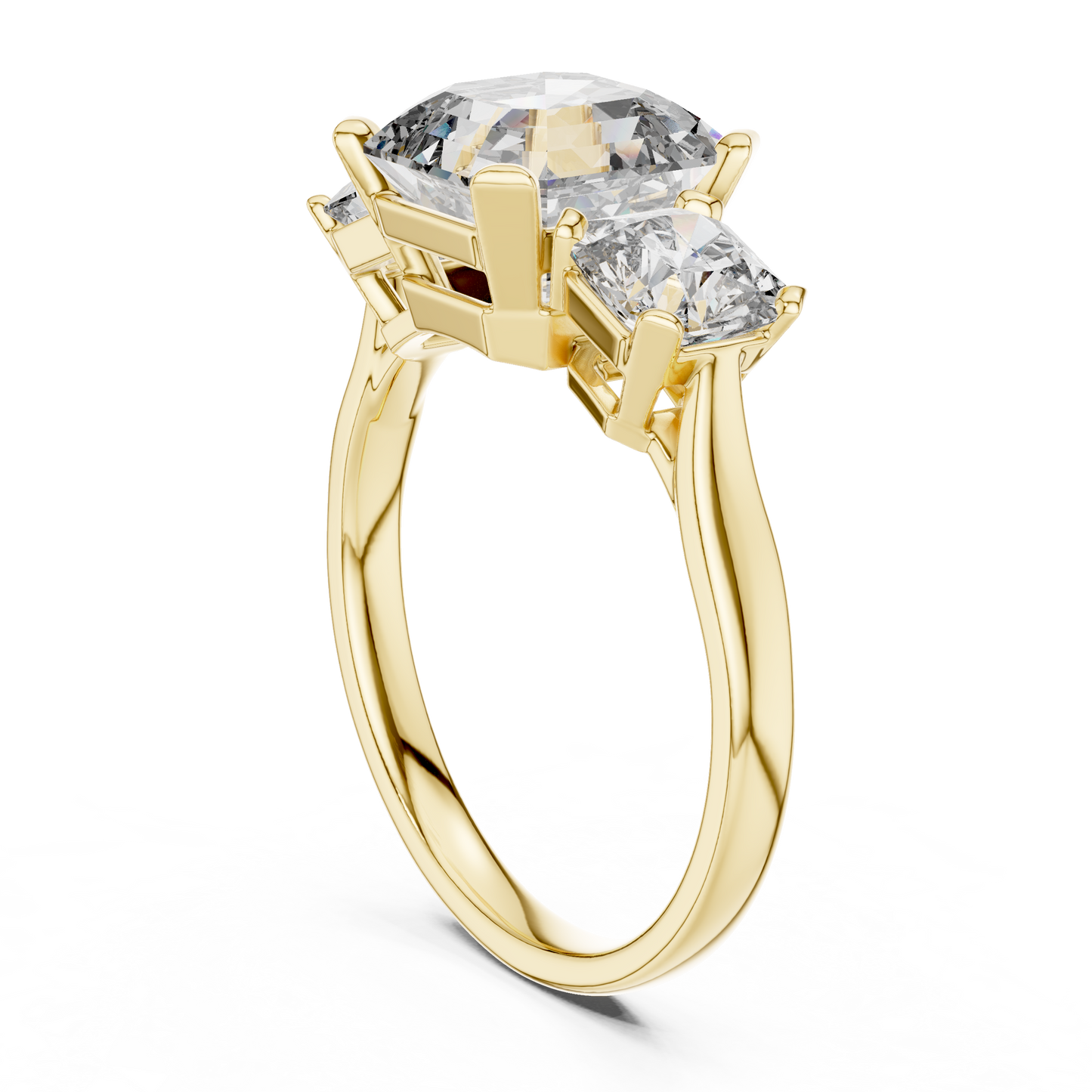 Square Emerald Cut Three Stone Engagement Ring