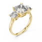 Square Emerald Cut Three Stone Engagement Ring