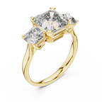 Square Emerald Cut Three Stone Engagement Ring