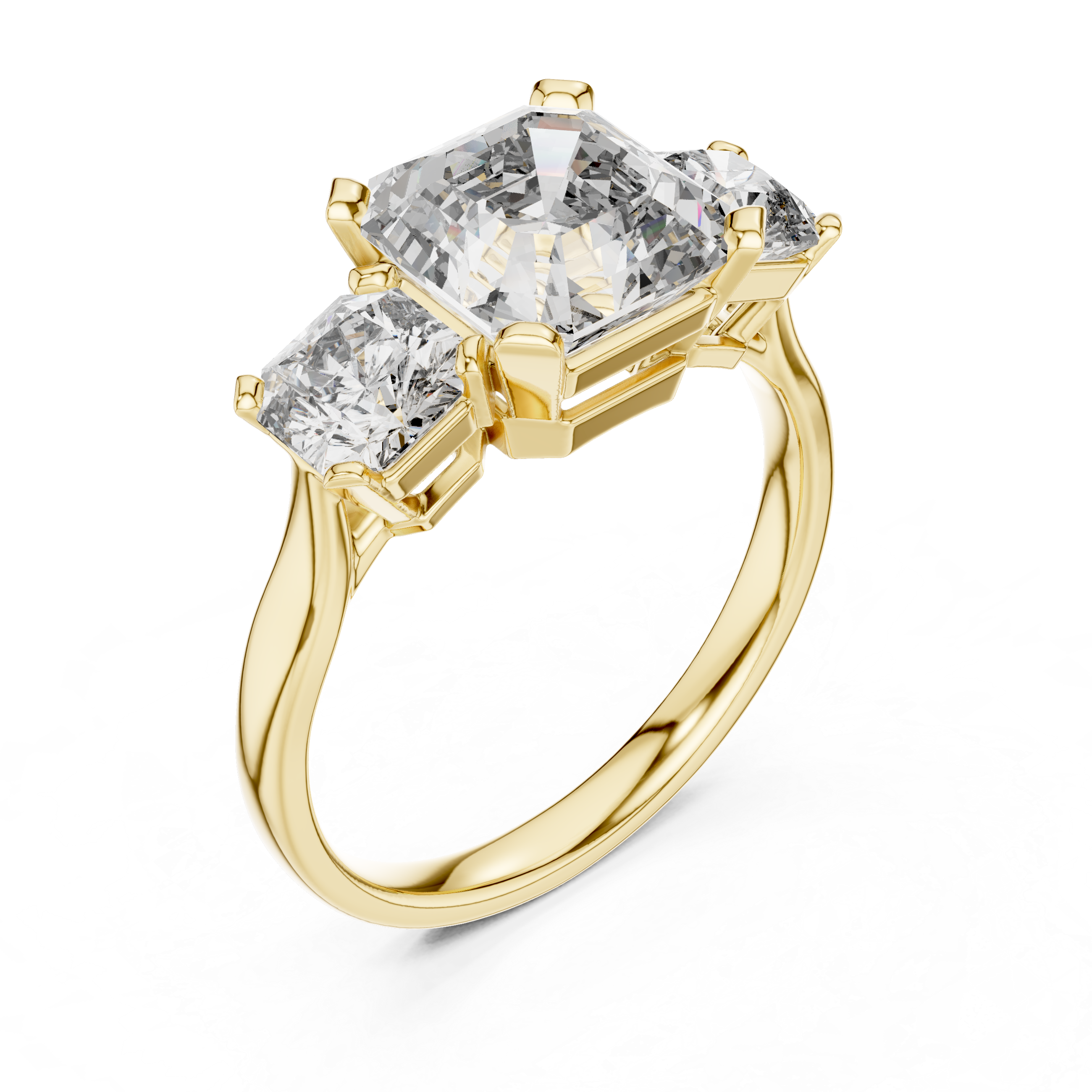 Square Emerald Cut Three Stone Engagement Ring