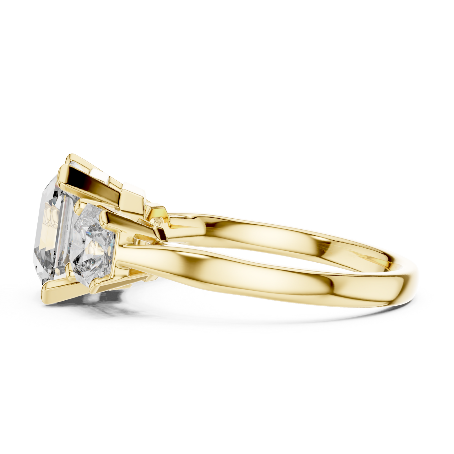 Square Emerald Cut Three Stone Engagement Ring