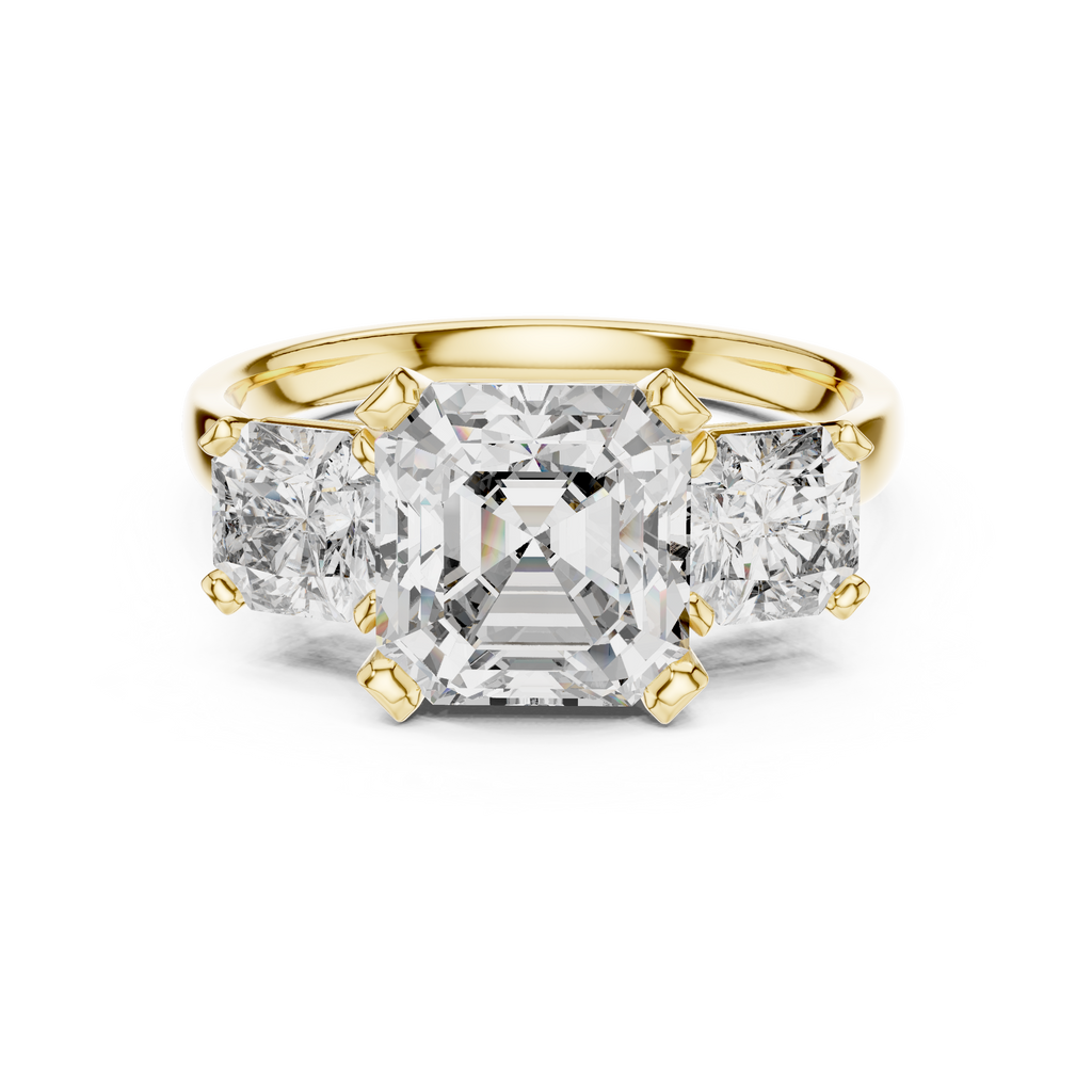 Square Emerald Cut Three Stone Engagement Ring