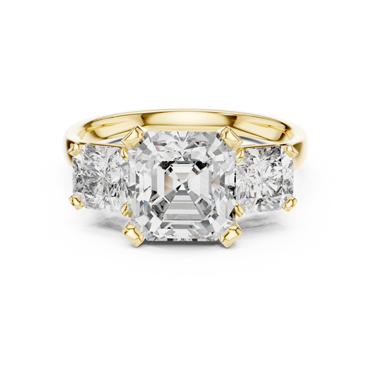 Square Emerald Cut Three Stone Engagement Ring