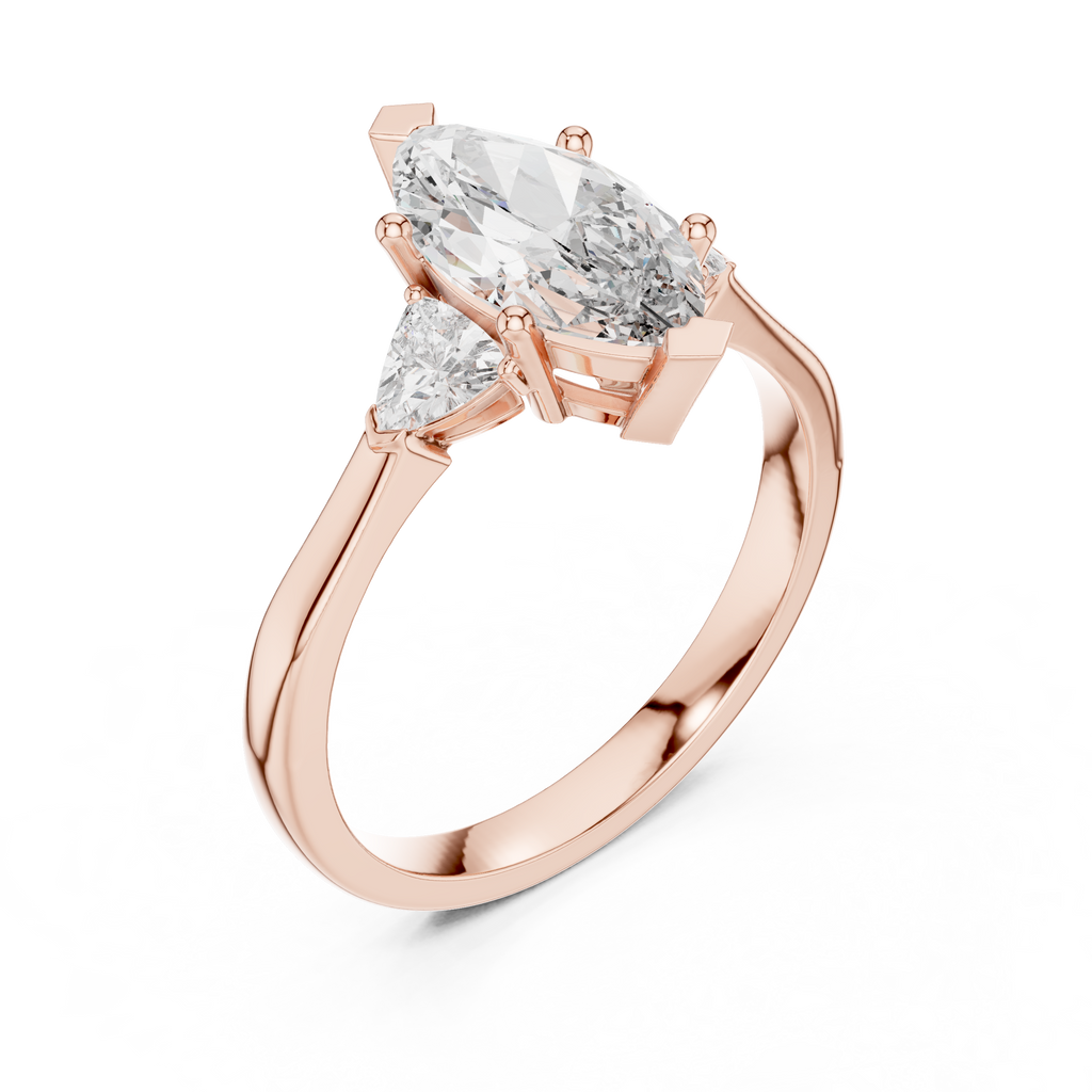 1 Carat Marquise Cut Three Stone Diamond Ring