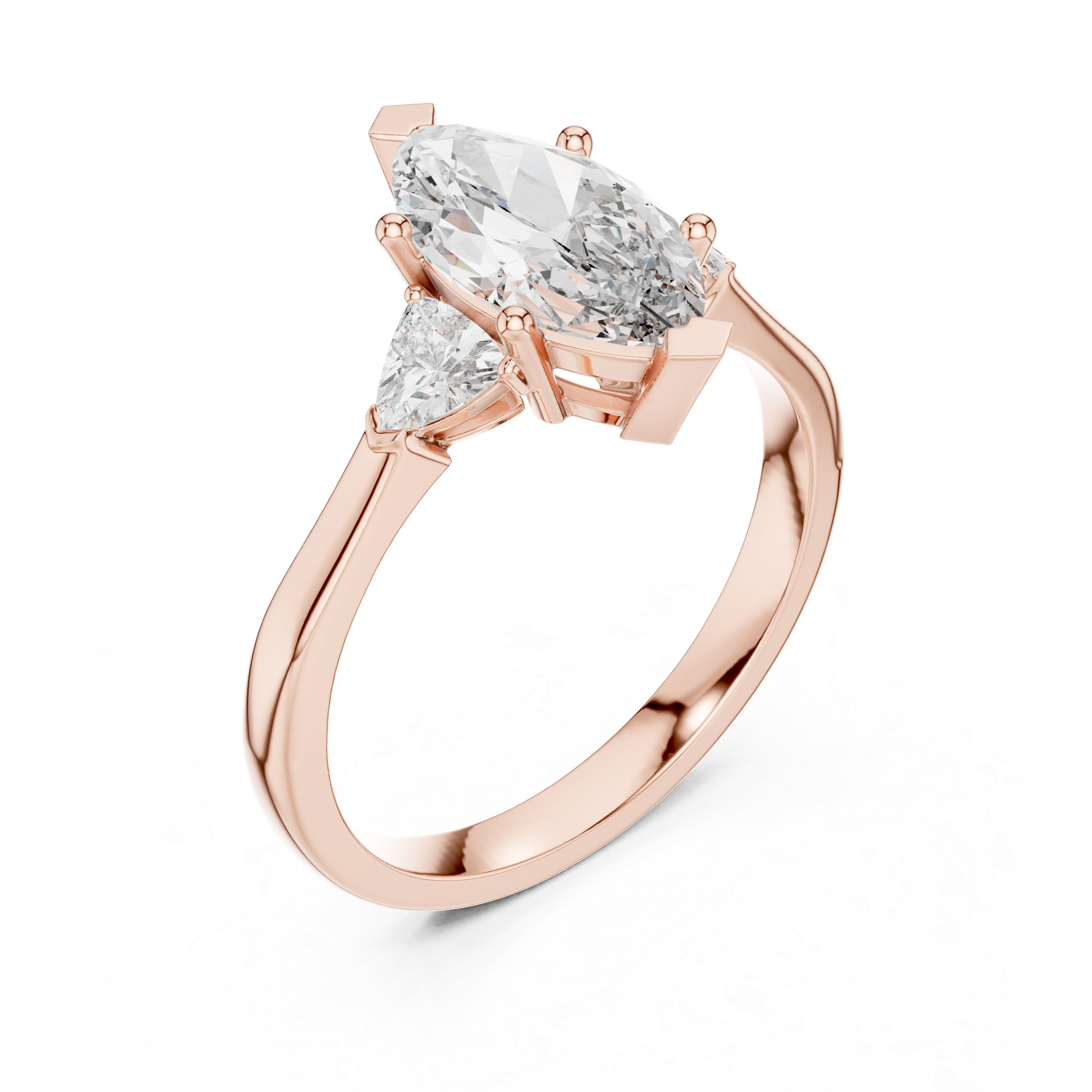 1 Carat Marquise Cut Three Stone Diamond Ring