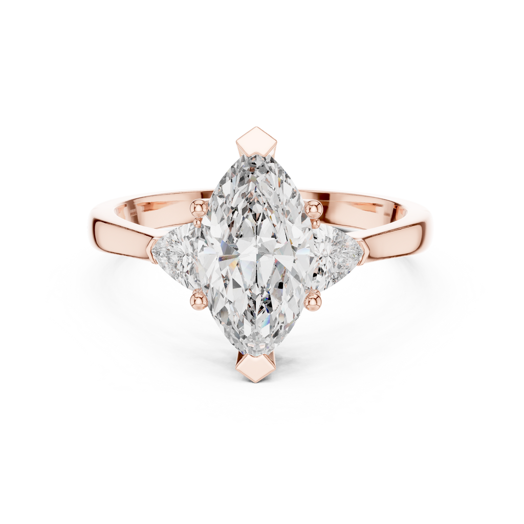 1 Carat Marquise Cut Three Stone Diamond Ring
